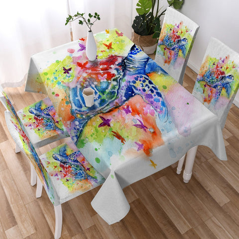 Image of Sea Turtle Splash Tablecloth - Beddingify