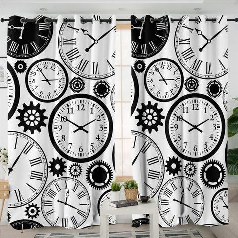 Image of Clockwork Pattern 2 Panel Curtains