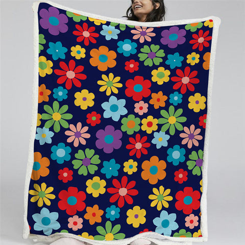 Image of Pretty Flowers Sherpa Fleece Blanket