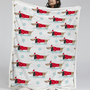 Cozy Dachshund Sherpa Fleece Blanket