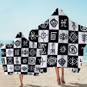 Ancient Signs Checked Hooded Towel