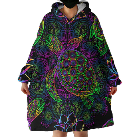 Image of Night-glow Turtle SWLF0474 Hoodie Wearable Blanket