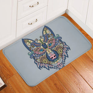 Stylized Wolf Gray Door Mat