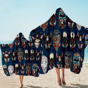 Tribal Masks Hooded Towel