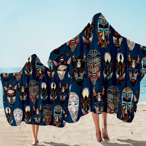 Image of Tribal Masks Hooded Towel