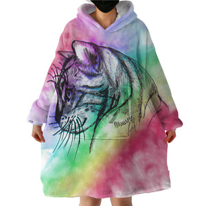 Kitty Sketch SWLF1385 Hoodie Wearable Blanket