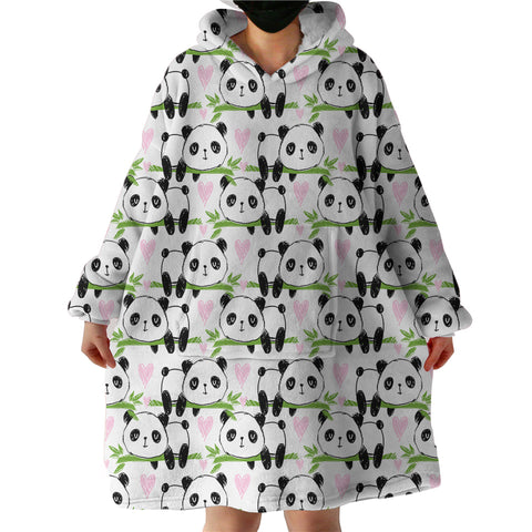 Image of Panda Themed SWLF2385 Hoodie Wearable Blanket