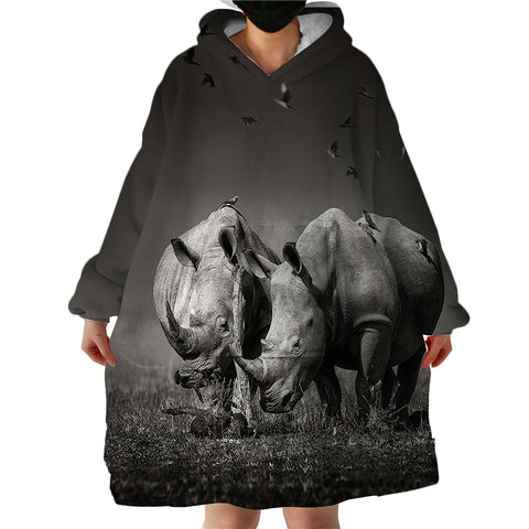 Image of 3D Rhinos SWLF0500 Hoodie Wearable Blanket
