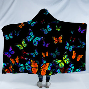 Bioluminescence Butterflies SW1554 Hooded Blanket