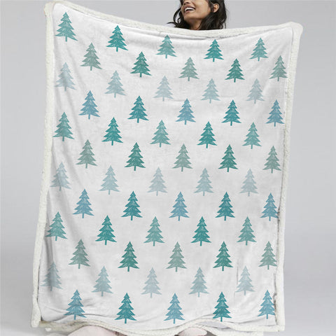 Image of Christmas Trees Themed BLMT2444 Sherpa Fleece Blanket