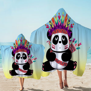 Tribal Panda Cub Hooded Towel