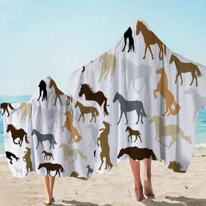 Horse Shadows White SW1560 Hooded Towel