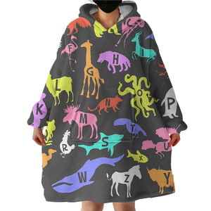 Animal Letters SWLF1825 Hoodie Wearable Blanket