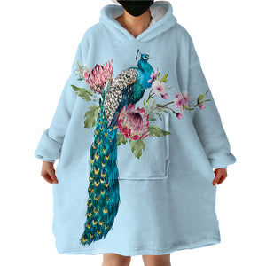 Flashy Peacock SWLF0861 Hoodie Wearable Blanket