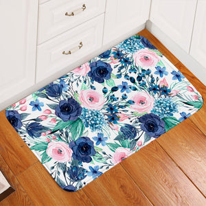 Pink & Blue Roses Door Mat