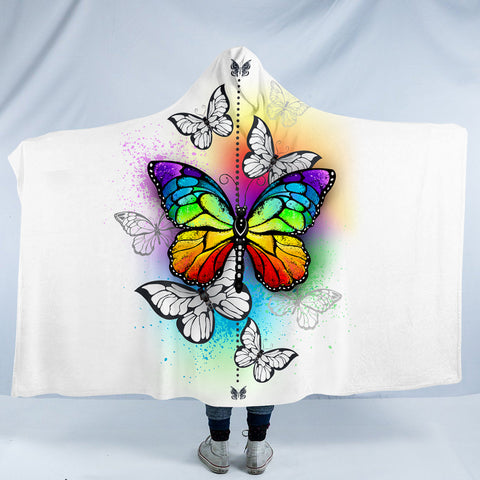 Image of Rainbow Butterfly SW1116 Hooded Blanket