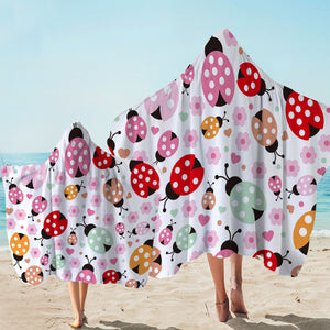 Colorful Ladybugs Flower SWLS1187 Hooded Towel