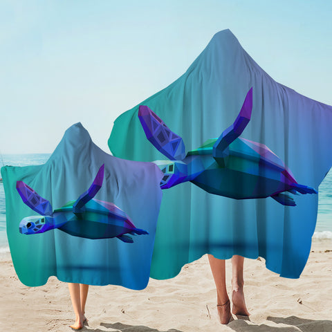 Image of Turtle Model Blue Hooded Towel
