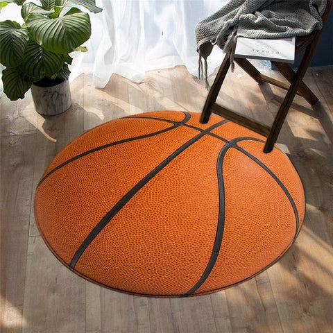 Image of Basketball Sport Area Rug Round Carpet