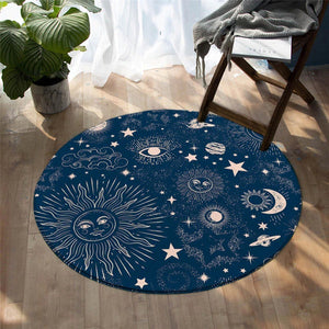 Galaxy Non-slip Magic Moon Sun Area Rug Round Carpet