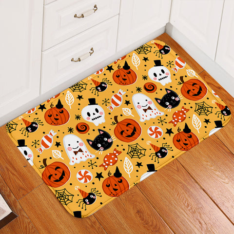 Image of Cute Halloween Decoration Orange Door Mat