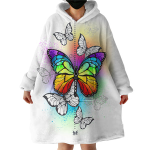 Rainbow Butterfly SWLF1116 Hoodie Wearable Blanket