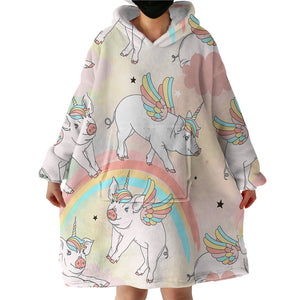 Rainbow Pig SWLF0011 Hoodie Wearable Blanket