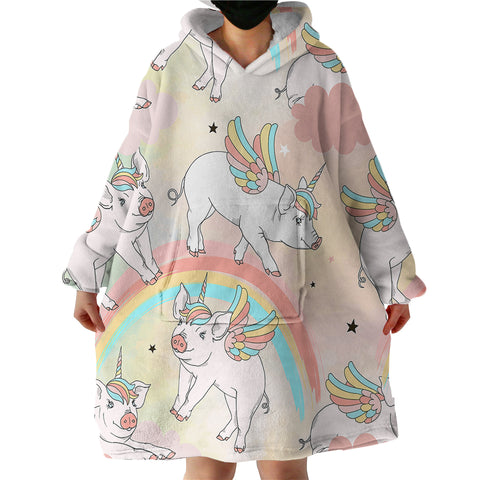 Image of Rainbow Pig SWLF0011 Hoodie Wearable Blanket