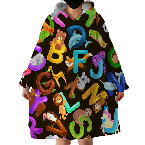 Image of Animal Alphabets SWLF1394 Hoodie Wearable Blanket