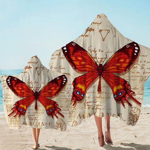 Image of Machaon Butterfly Letter SW1558 Hooded Towel