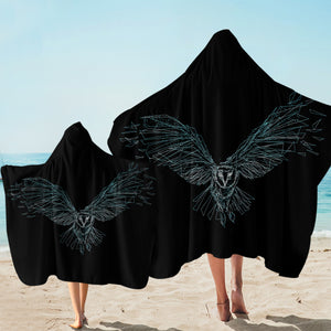 Broken Crystallized Owl Black SW1622 Hooded Towel