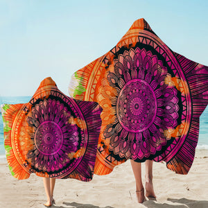 Orange & Purple Sunflower Hooded Towel