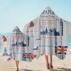 UK Newspaper Hooded Towel