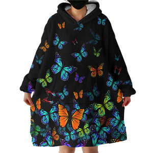 Glowing Butterflies SWLF1554 Hoodie Wearable Blanket