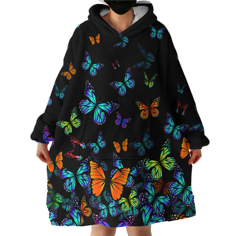 Image of Glowing Butterflies SWLF1554 Hoodie Wearable Blanket