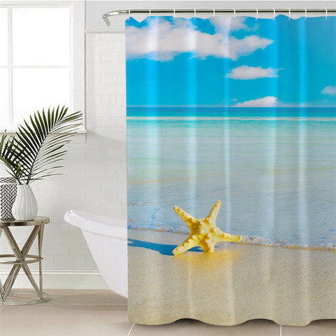 Image of Starfish By The Beach Shower Curtain