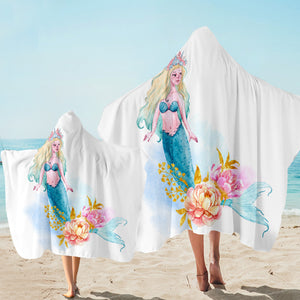 Beautiful Mermaid White Hooded Towel