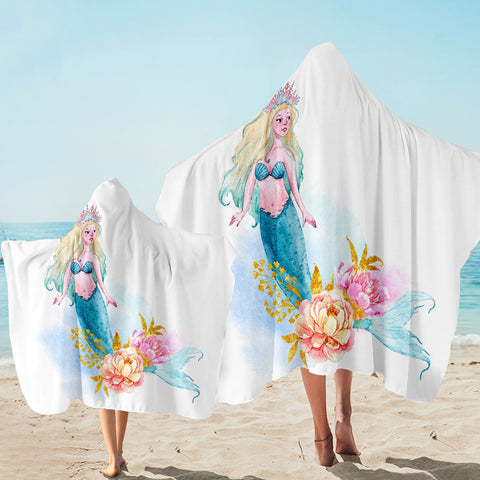 Image of Beautiful Mermaid White Hooded Towel