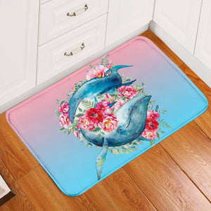 Rosy Whales Door Mat