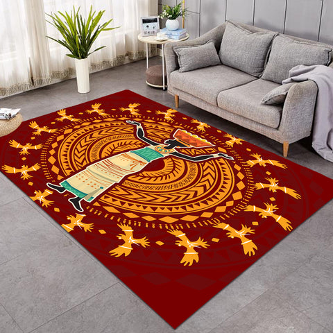 Image of African Lady Bronze Drum SW0879 Rug