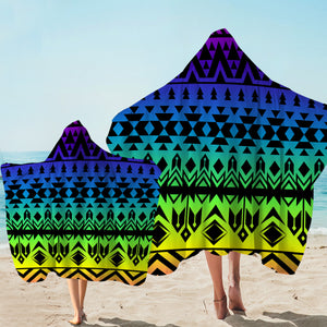 Line Decoration Colorful Hooded Towel