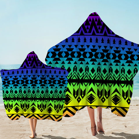 Image of Line Decoration Colorful Hooded Towel