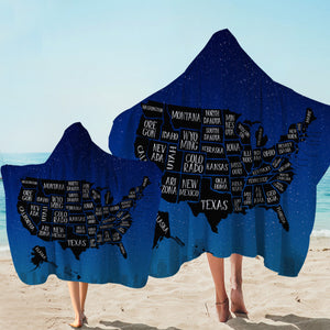 US States Starry Hooded Towel