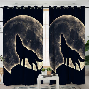 Wolfhowl Black 2 Panel Curtains