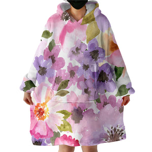 Watercolored Flowers SWLF0628 Hoodie Wearable Blanket