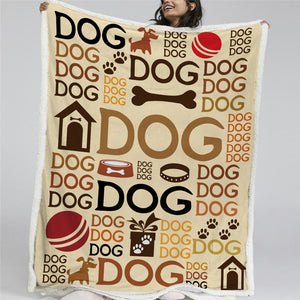 Dog Letters Sherpa Fleece Blanket - Beddingify