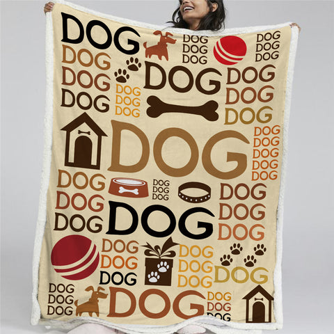 Image of Dog Letters Sherpa Fleece Blanket - Beddingify