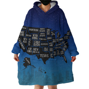 US States SWLF0479 Hoodie Wearable Blanket