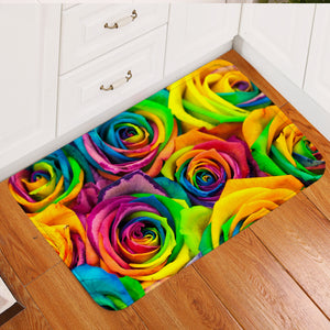 Multicolored Rose Petals Door Mat