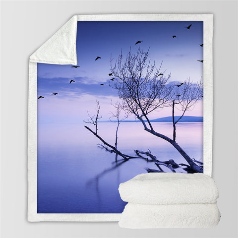 Image of Blue Sea Sherpa Fleece Blanket - Beddingify